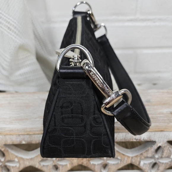 Vintage Y2k Express Black Mini Shoulder Bag With Silver Hardware And E Logo - Picture 10 of 13